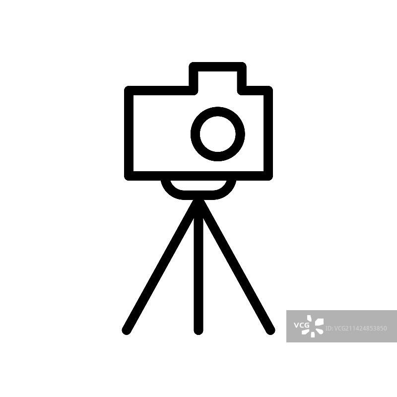 白色背景上的三脚架相机图标线条图片素材