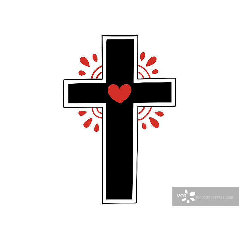 带心形装饰的基督教十字架图片素材