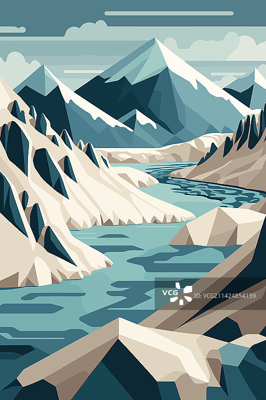 北海或北冰洋冰川中的冰山图片素材