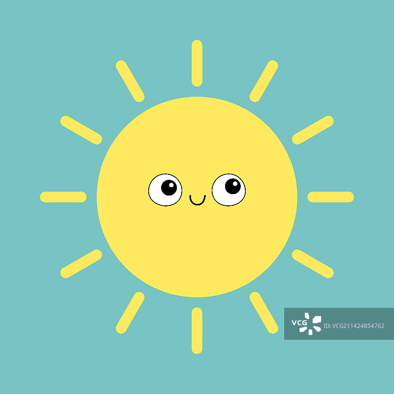 阳光照耀的可爱卡通笑脸图标图片素材