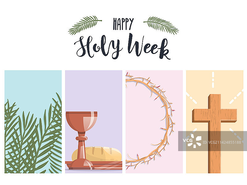 带有棕榈树枝的圣周banner图片素材