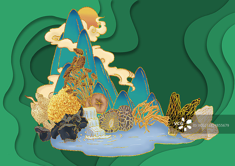 山珍蘑菇香菇海报包装插画图片素材