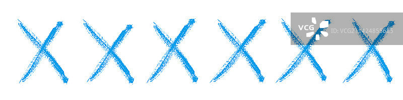 手绘涂鸦风格的蓝色X符号图片素材