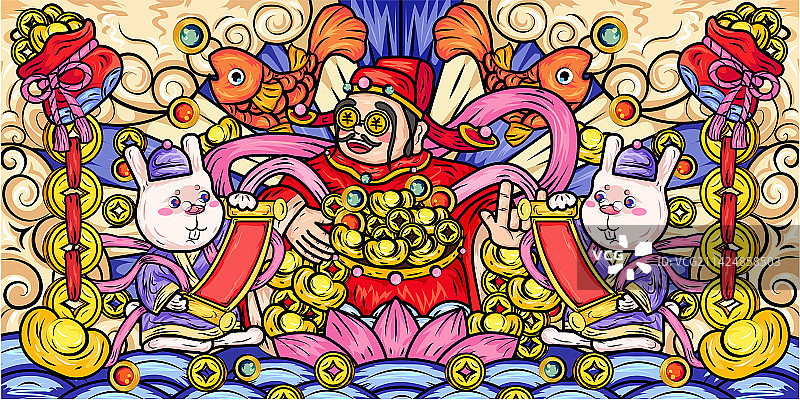 兔年财神贺图图片素材