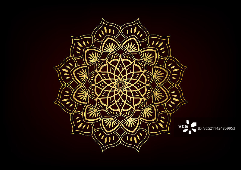 金色花卉中心曼陀罗豪华背景图片素材