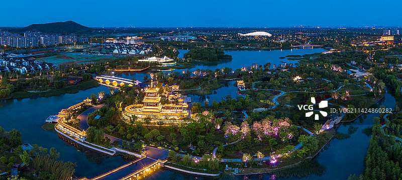 仪征枣林湾夜色图片素材