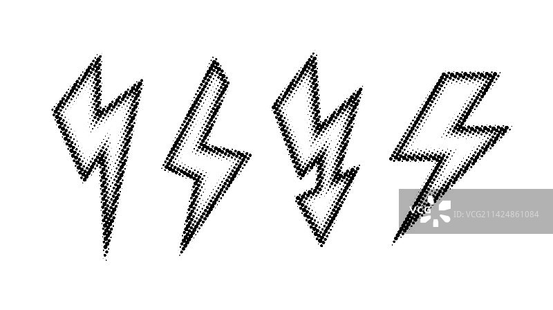 黑色纹理半色调闪电符号图片素材