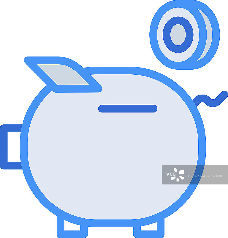 蓝色双色调风格的储蓄罐商业图标图片素材