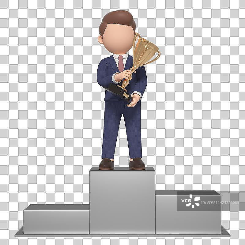 3D渲染领奖的卡通商务人士图片素材