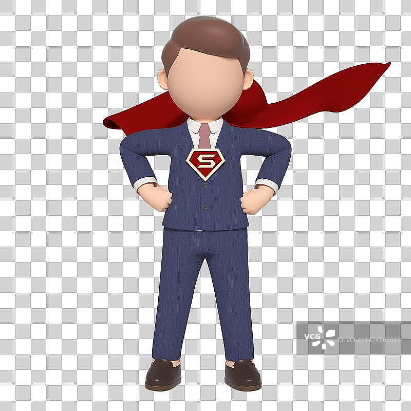 3D渲染的超人卡通商务人士图片素材