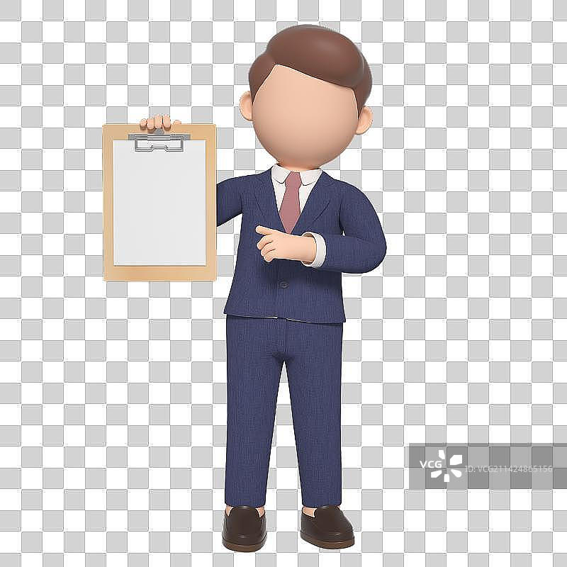 3D渲染做讲解的卡通商务人士图片素材
