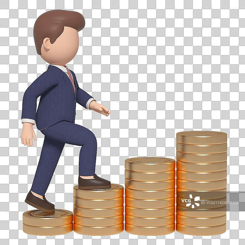 3D渲染进步的卡通商务人士图片素材