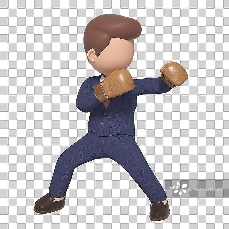 3D渲染拳击的卡通商务人士图片素材