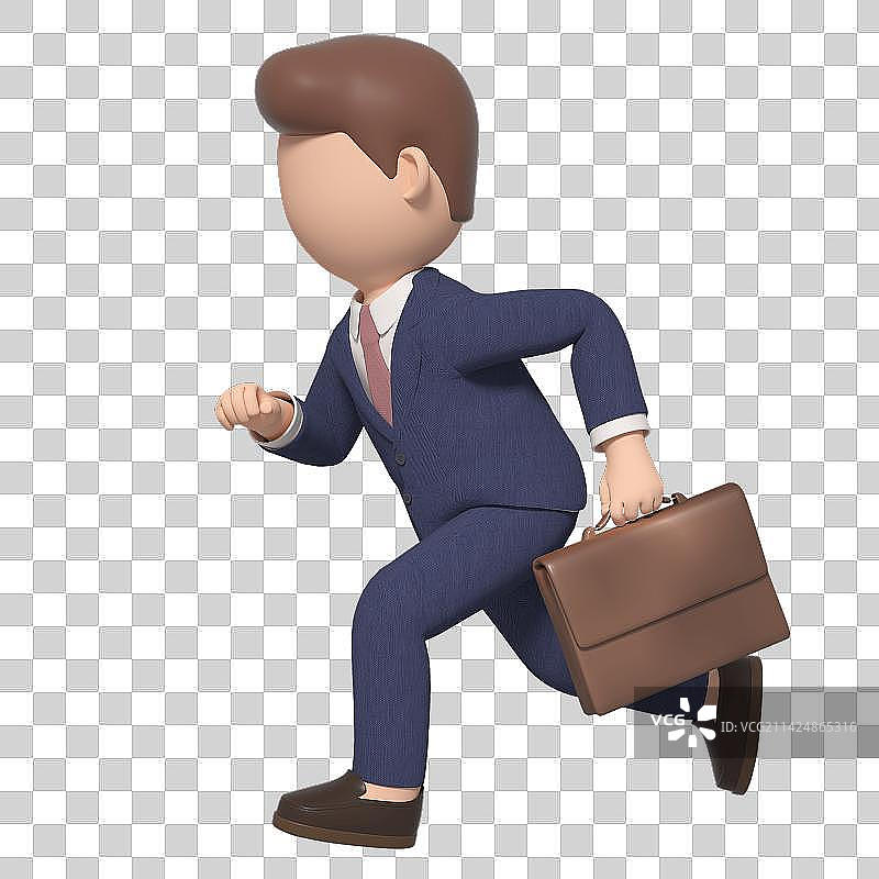 3D渲染奔跑的卡通商务人士图片素材
