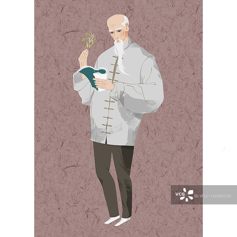 老中医插画图片素材