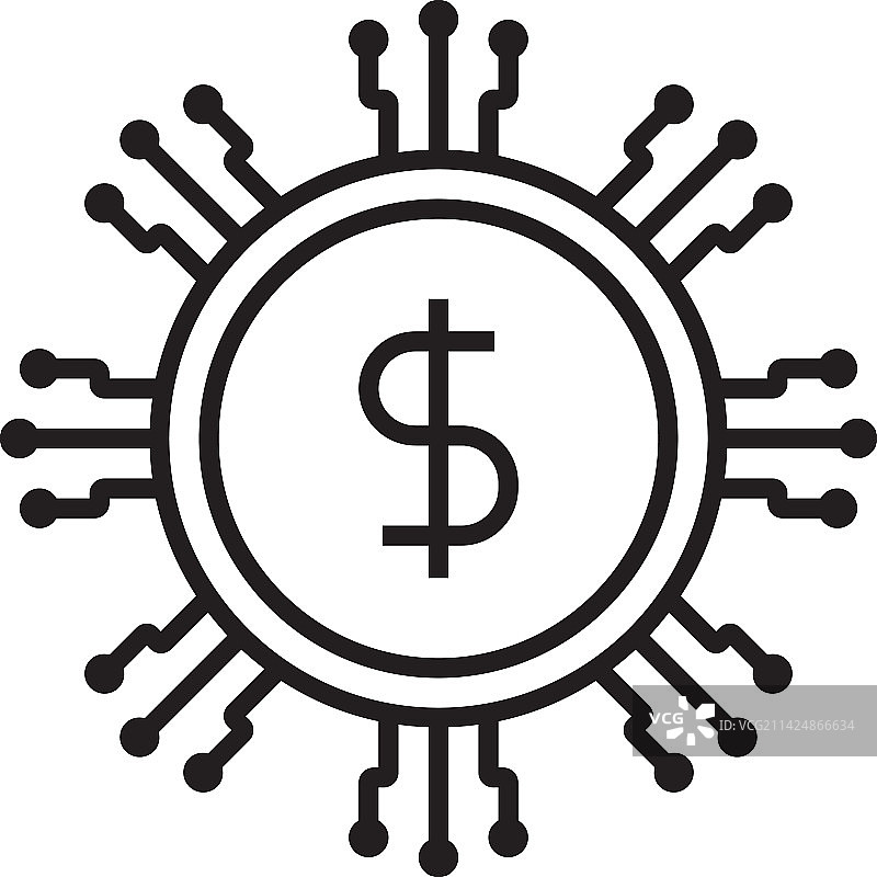 黑色轮廓金融科技初创公司图标图片素材