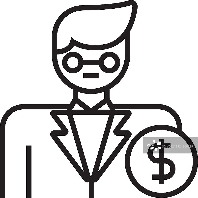 带黑色轮廓的金融科技初创公司投资者图标图片素材