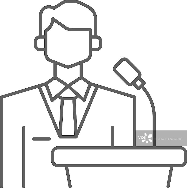 演讲者商务人士黑色描边图标图片素材
