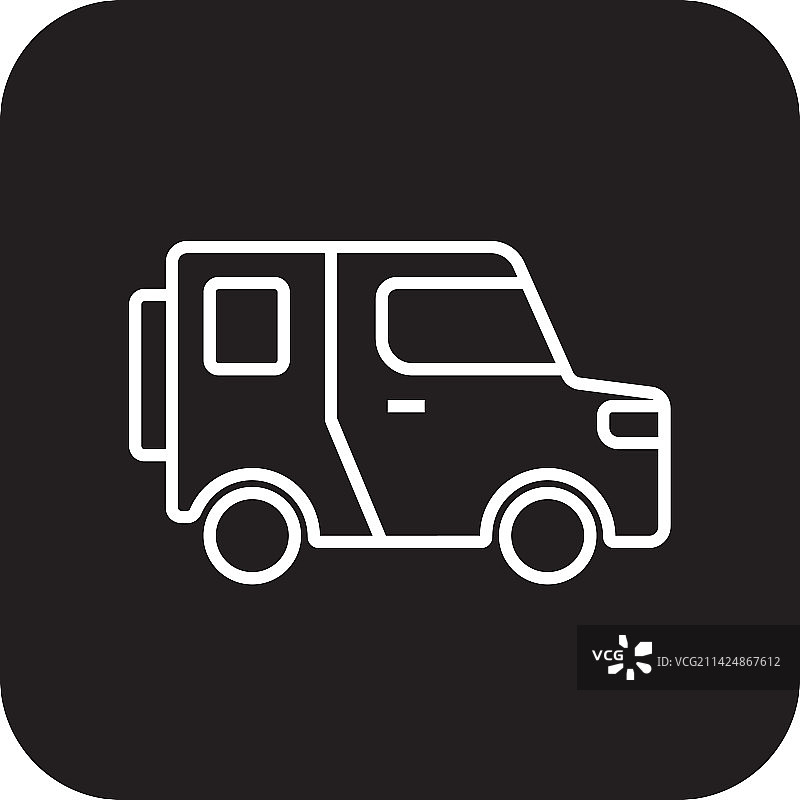 黑色填充线的吉普车运输图标图片素材
