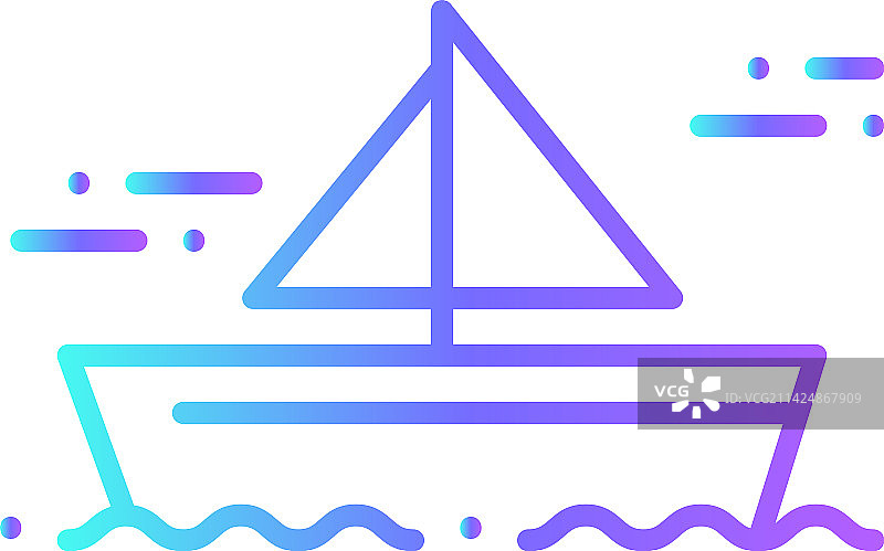 蓝色渐变帆船运输图标图片素材