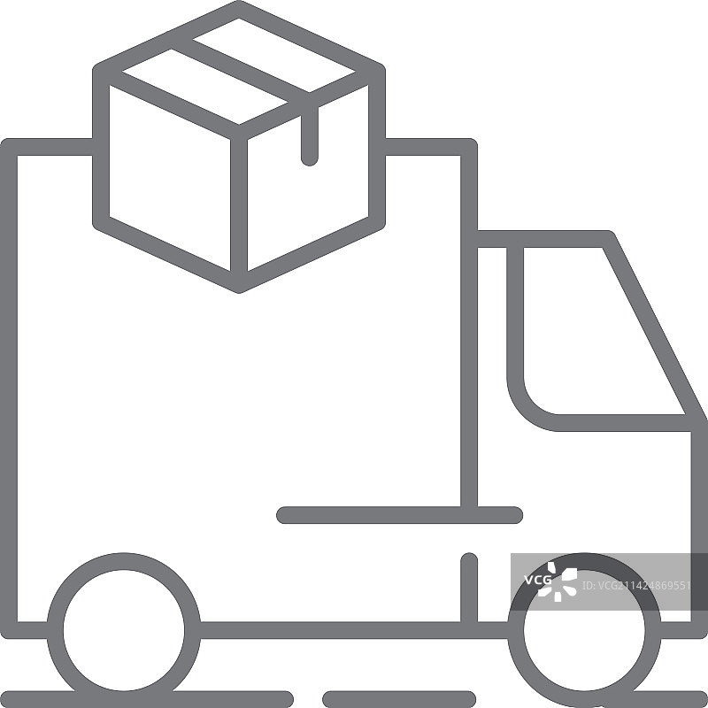 带黑色轮廓的卡车送货服务图标图片素材