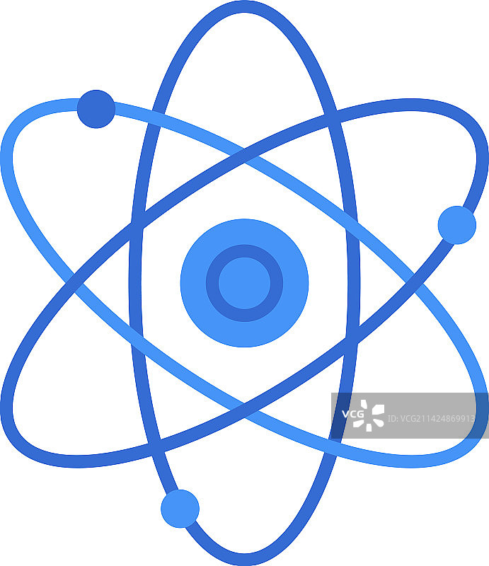 蓝色双色调风格的原子技术图标图片素材