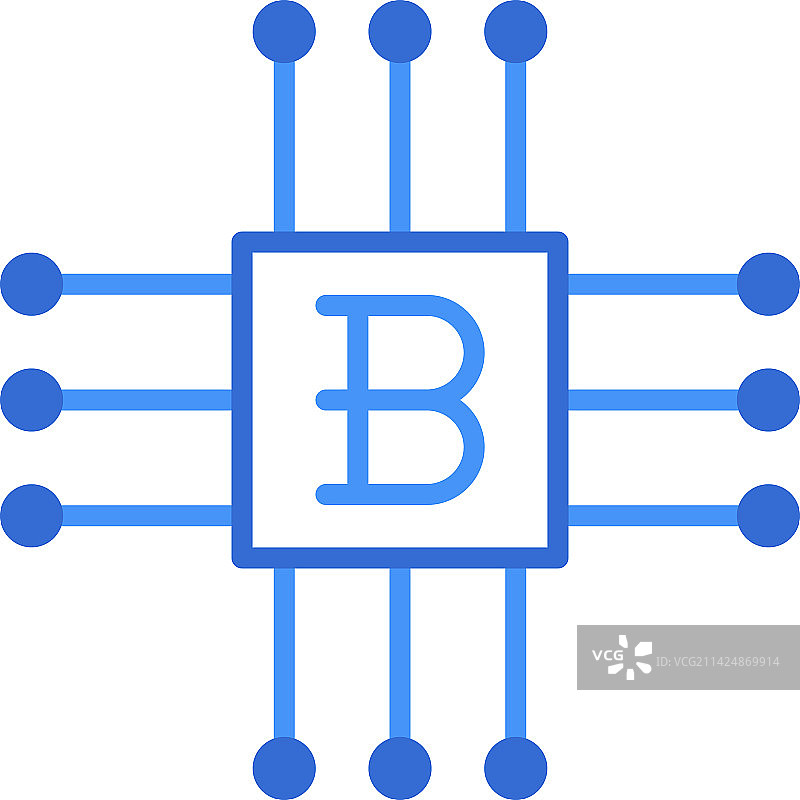 蓝色双色调比特币技术图标图片素材