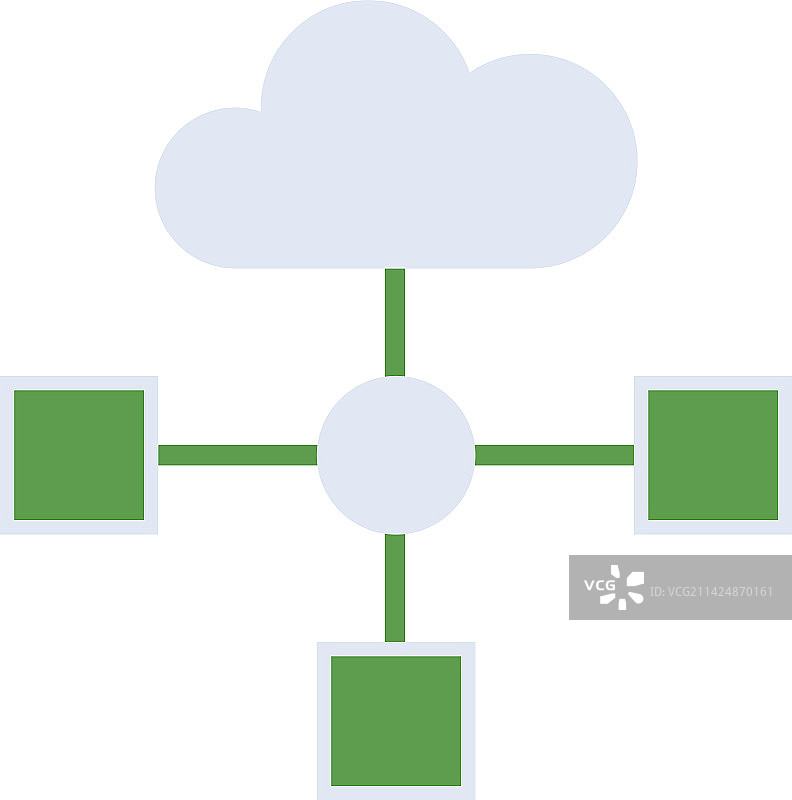 带有绿色双色调的区块链技术图标图片素材