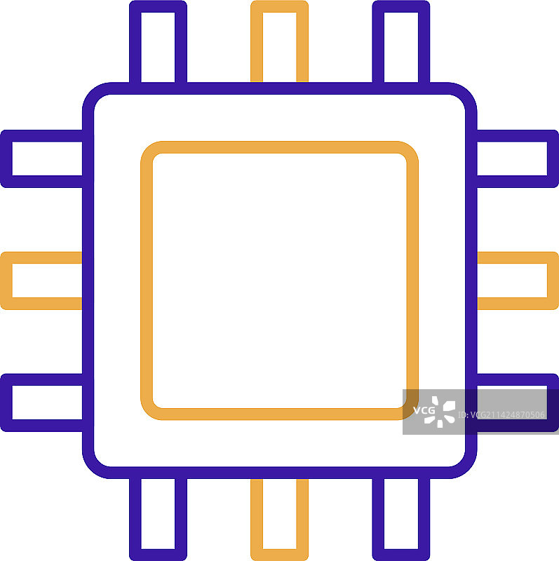 紫色和橙色处理器技术图标图片素材