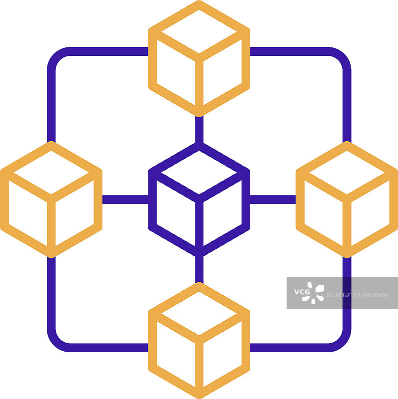 紫色和橙色区块链技术图标图片素材