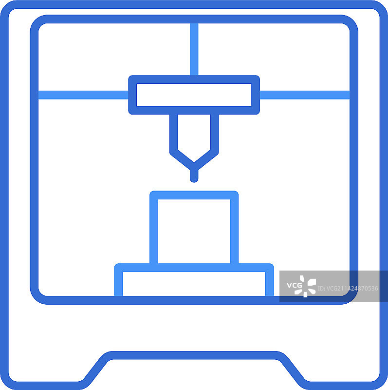 蓝色双色调3D打印技术图标图片素材