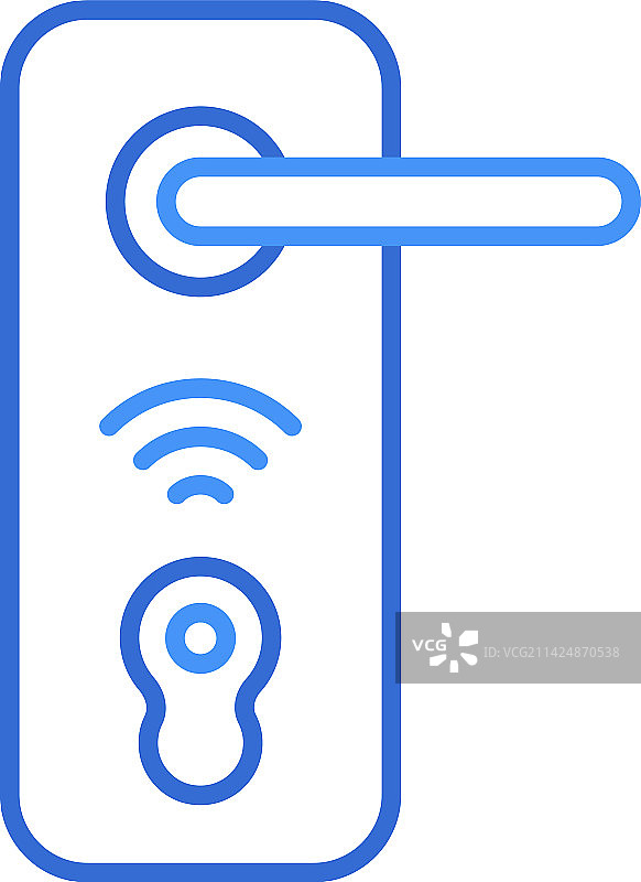 蓝色双色调智能锁技术图标图片素材