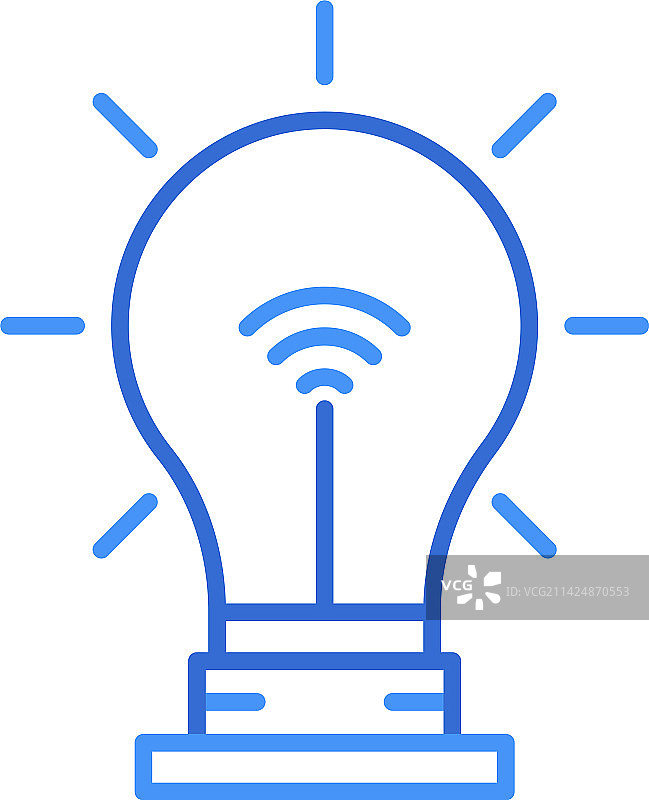 具有蓝色双色调风格的智能灯技术图标图片素材
