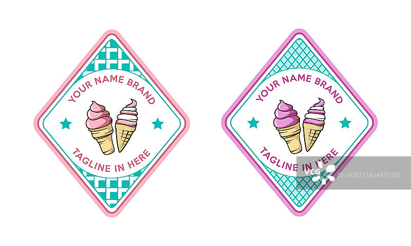 菱形华夫饼纹冰淇淋logo图片素材
