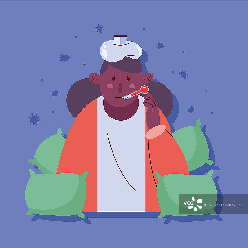 发烧生病的非洲裔女人图片素材