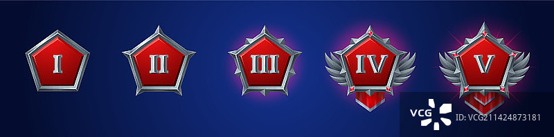 带罗马数字的等级徽章游戏图标图片素材