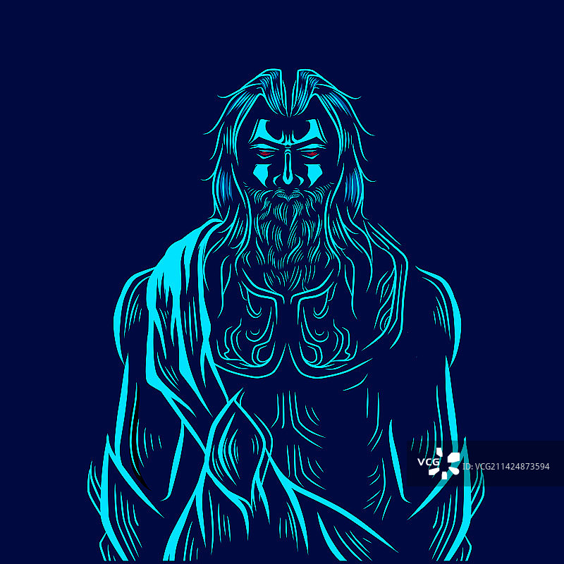 宙斯神话logo线条波普艺术肖像图片素材