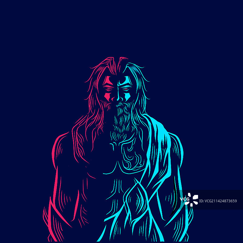 宙斯神话logo线条波普艺术肖像图片素材