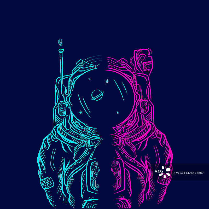 探索星系的宇航员线条波普艺术图片素材