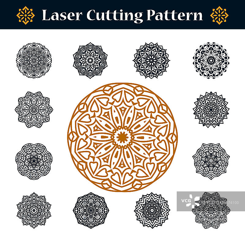 激光切割圆形装饰板套装图片素材