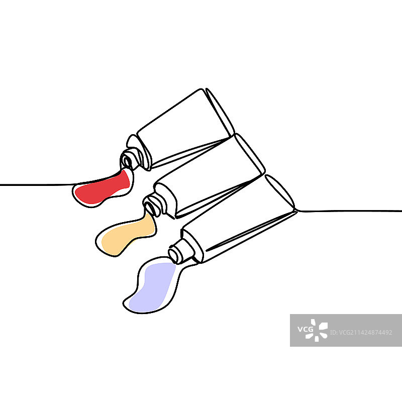 水彩画的连续线条画图片素材