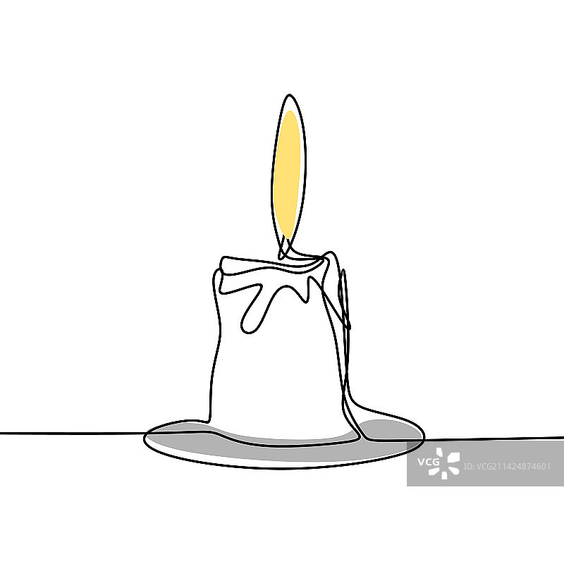 燃烧的蜡烛连续单线绘画图片素材