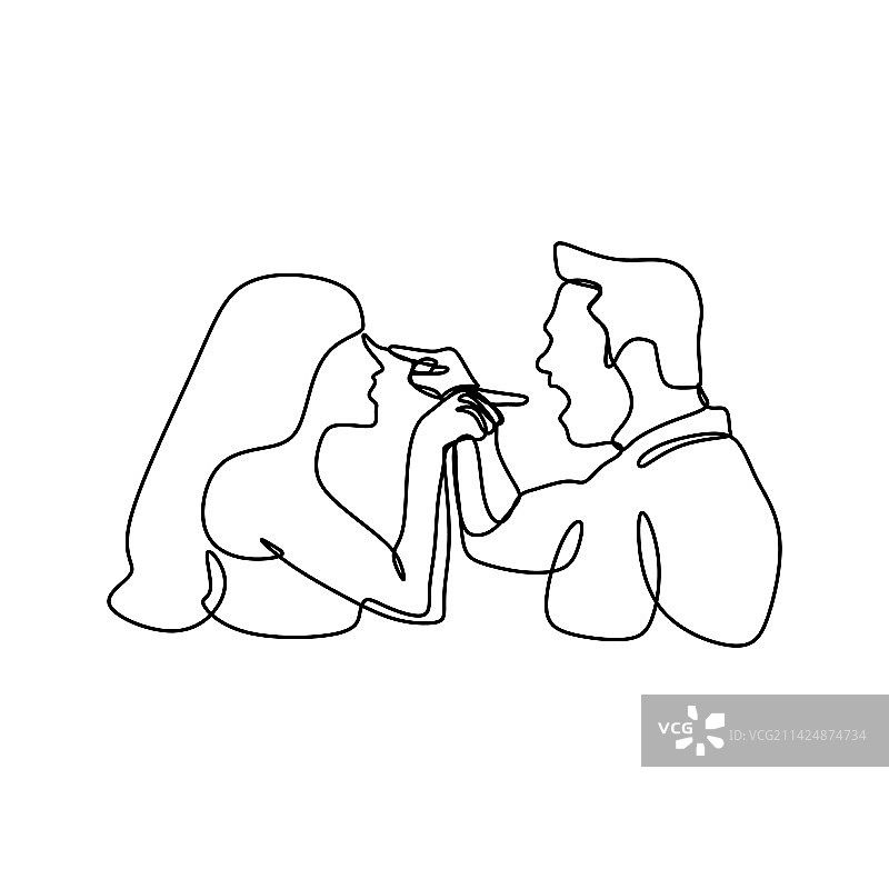 情侣冲突男人连续线条画图片素材