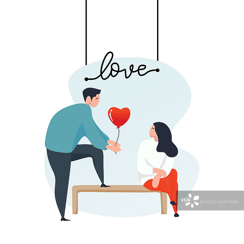 与可爱卡通形象在一起的情侣图片素材