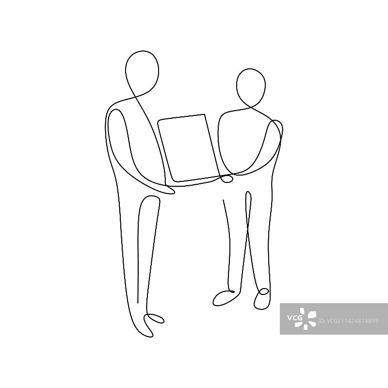 两人庆祝的连续线条图案图片素材