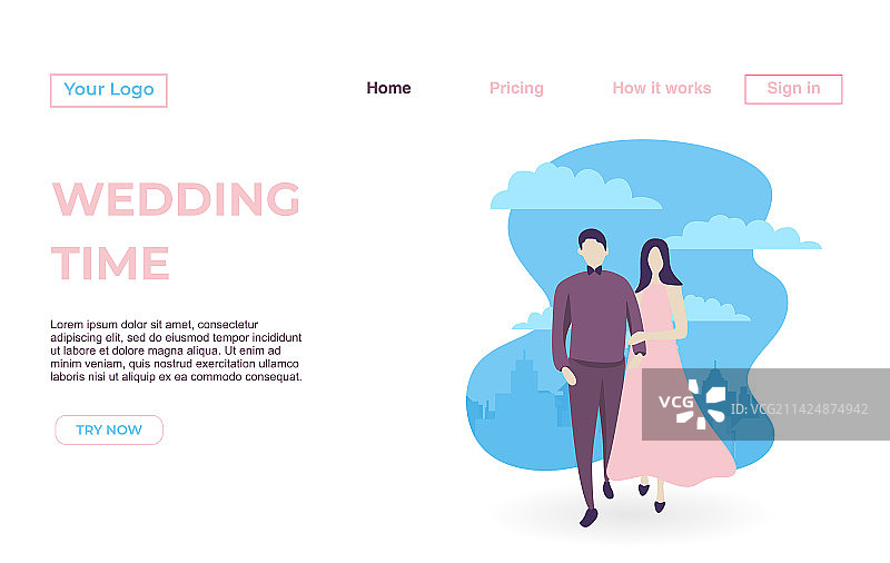情侣约会App着陆页模板图片素材