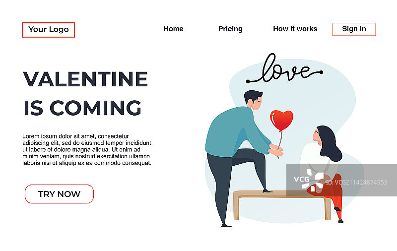 情侣约会App着陆页模板图片素材