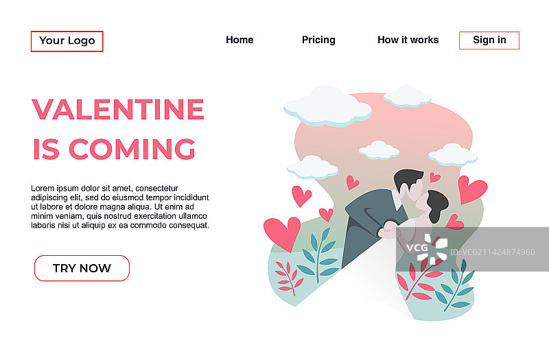 情侣约会App着陆页模板图片素材