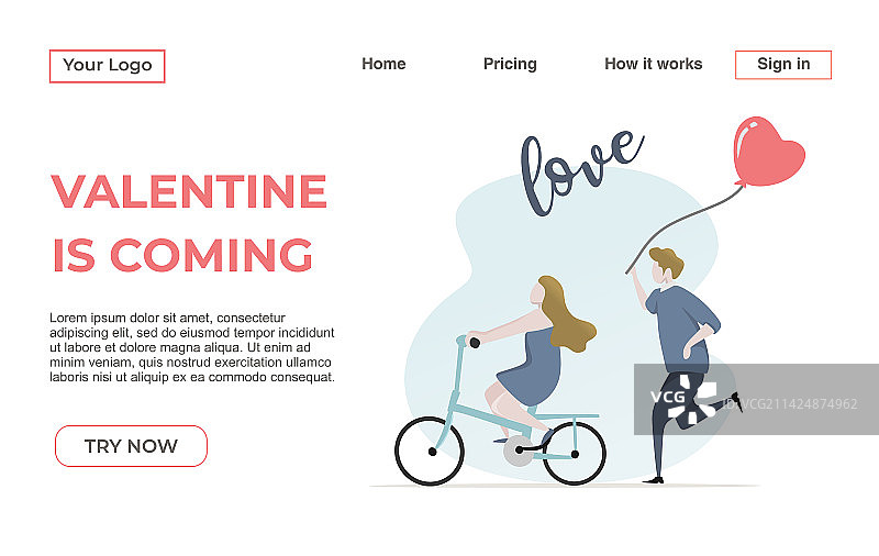 情侣约会App着陆页模板图片素材