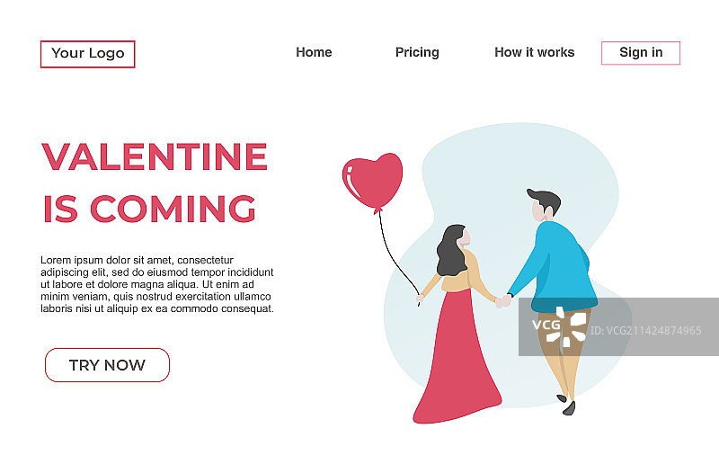 情侣约会App着陆页模板图片素材